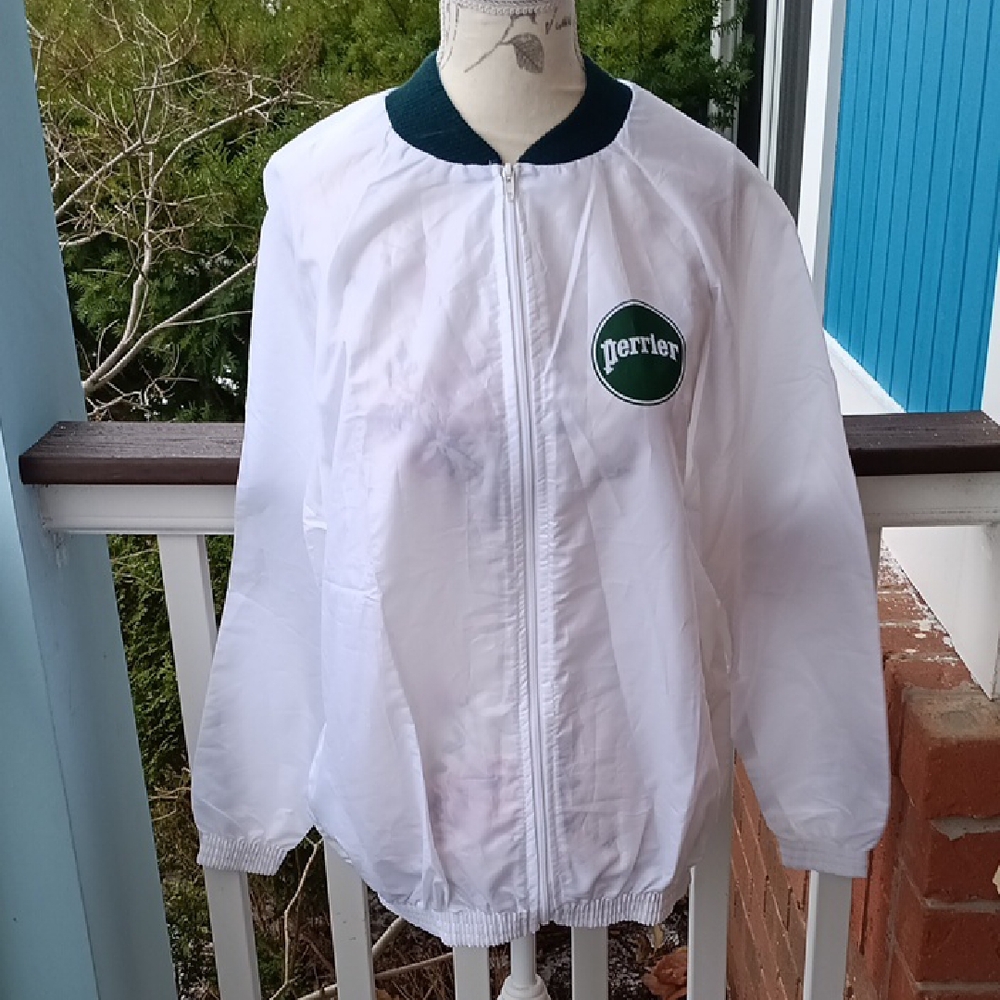 & Vintage White Perrier Windbreaker Jacket